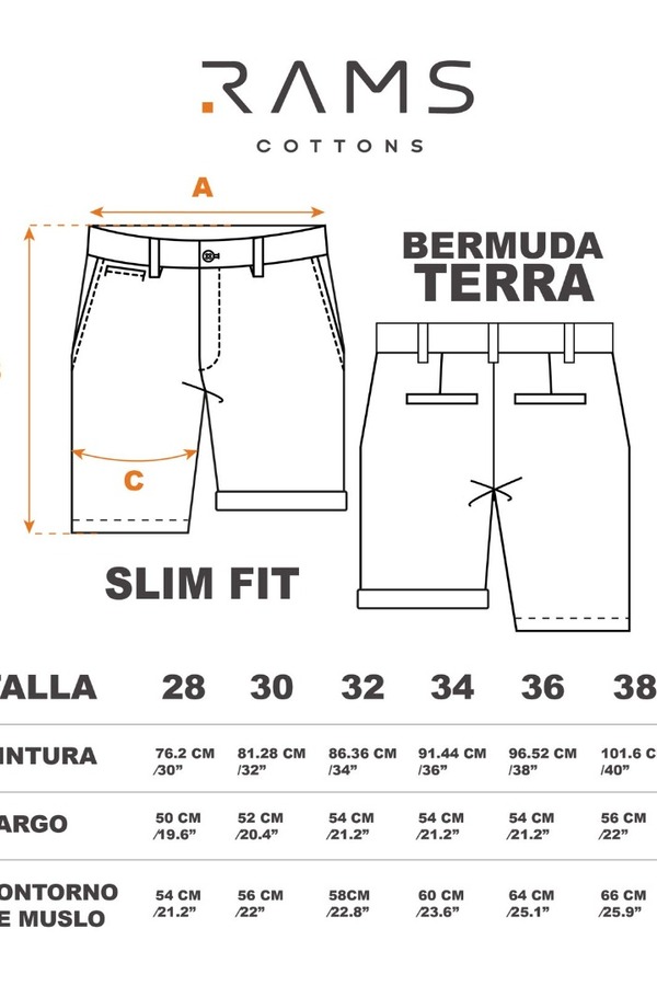 Bermuda Color Arena Gabardina De Algodón Slim Fit Para Hombre